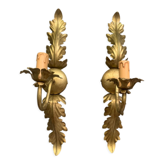 Pair of wrought iron wall sconces from italy