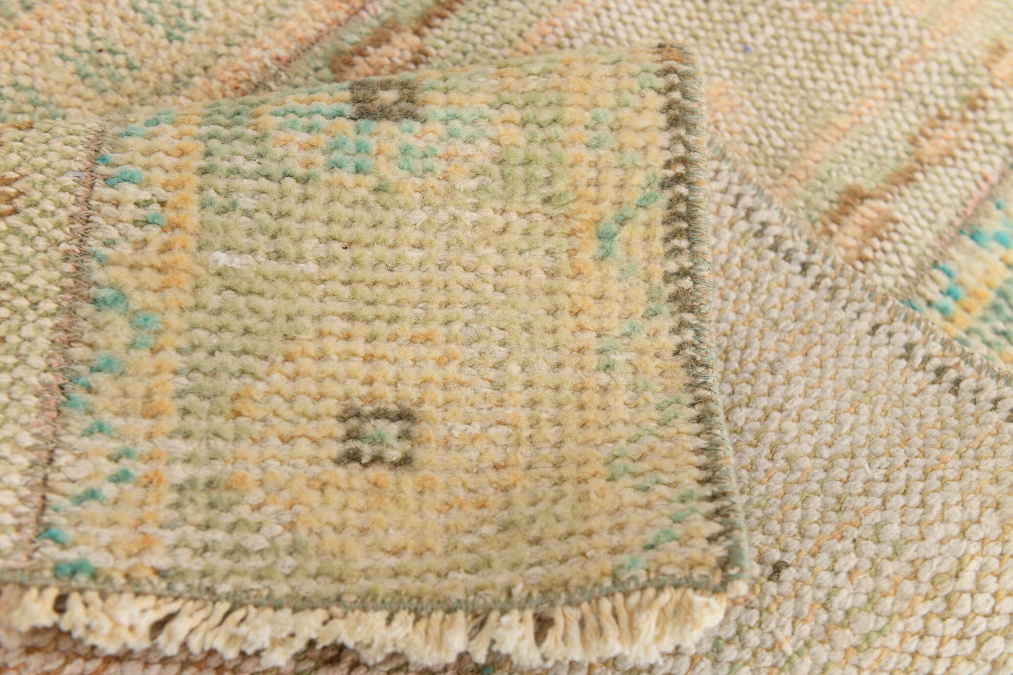 2x10 Vintage Brown & Cream Turkish Runner Rug, 80x306Cm