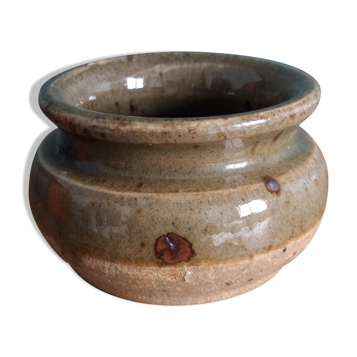 Signed stoneware mustard pot