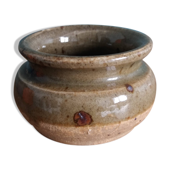 Pot moutardier en grès signé