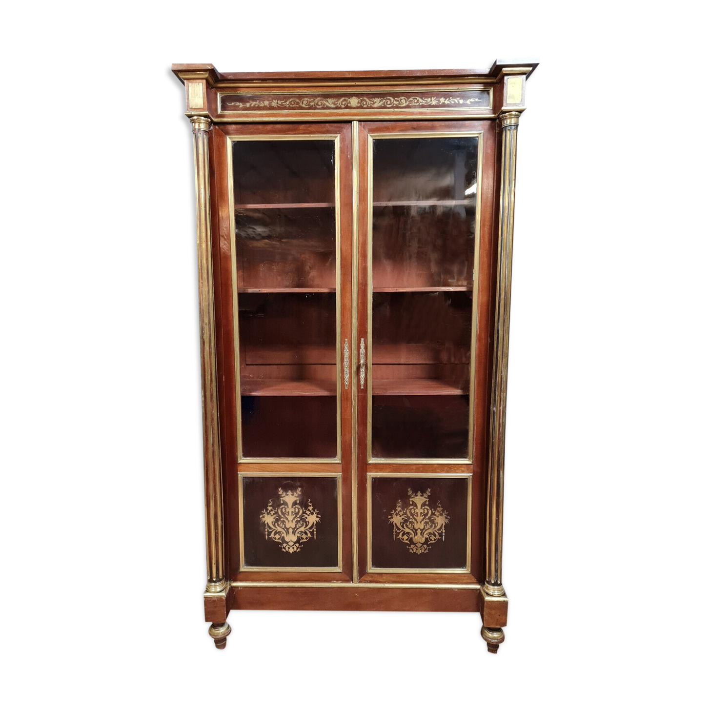 Library period Napoleon III in marquetry Boulle around 1850