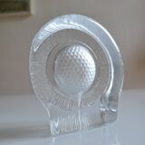 Golf crystal pocket emptier or paperweight by Nybro of Sweden