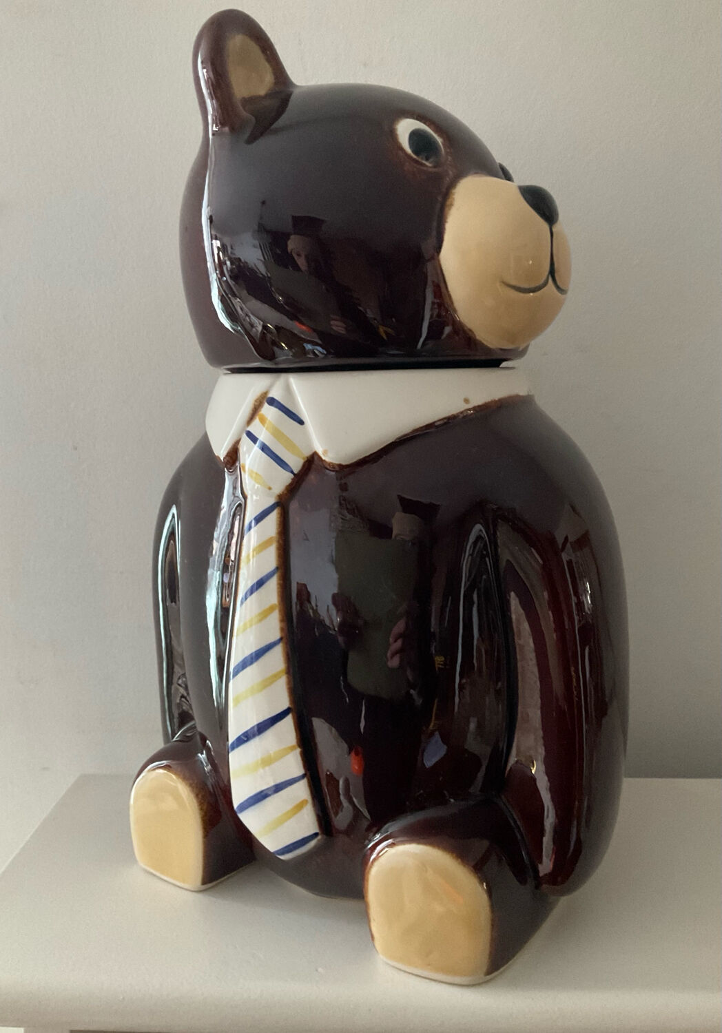 Vintage ceramic glazed bear biscuit jar