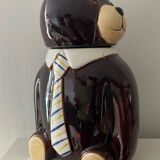 Vintage ceramic glazed bear biscuit jar