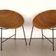 Pair of Rattan Lounge Chairs, Italy, 1970s