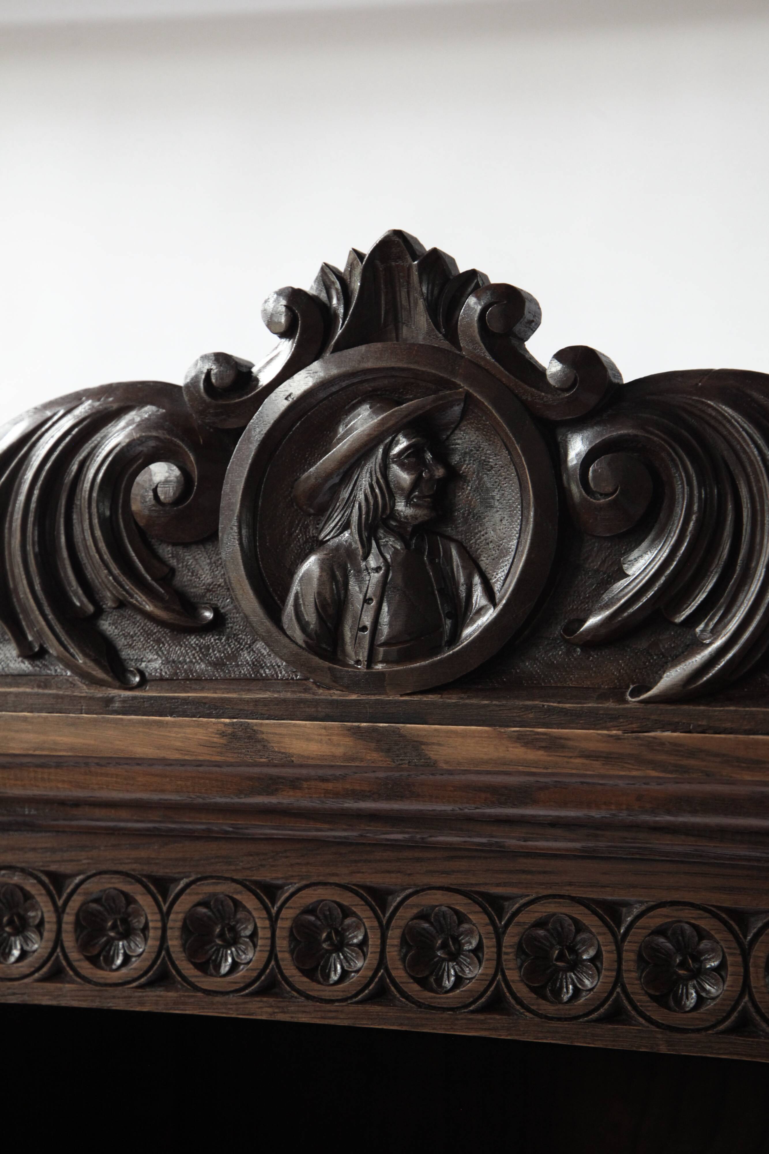 Antique Breton display cabinet in chestnut, France, circa 1880–1890