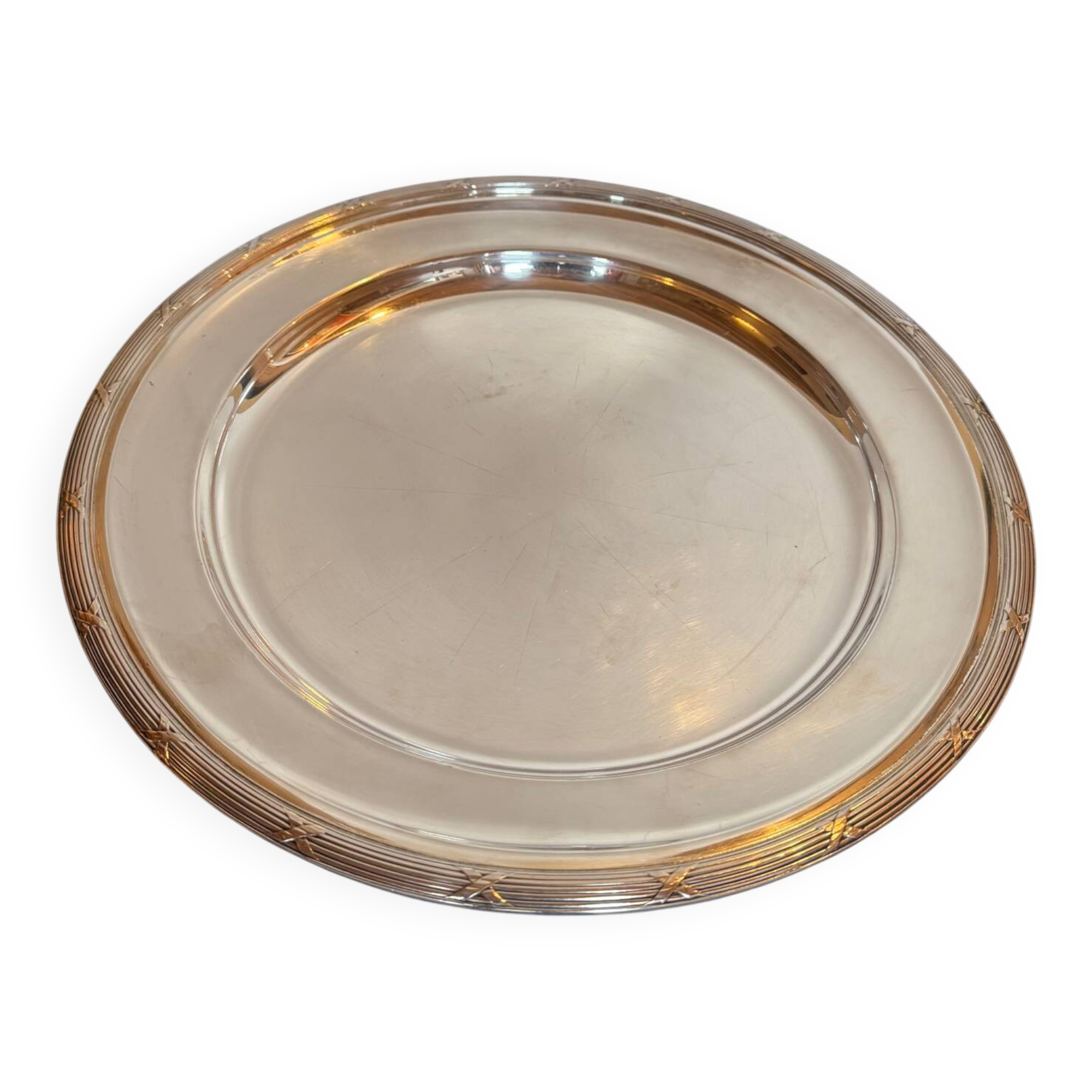 Large serving platter, silver-plated, Fracalanza, Brazil, 20th century.
