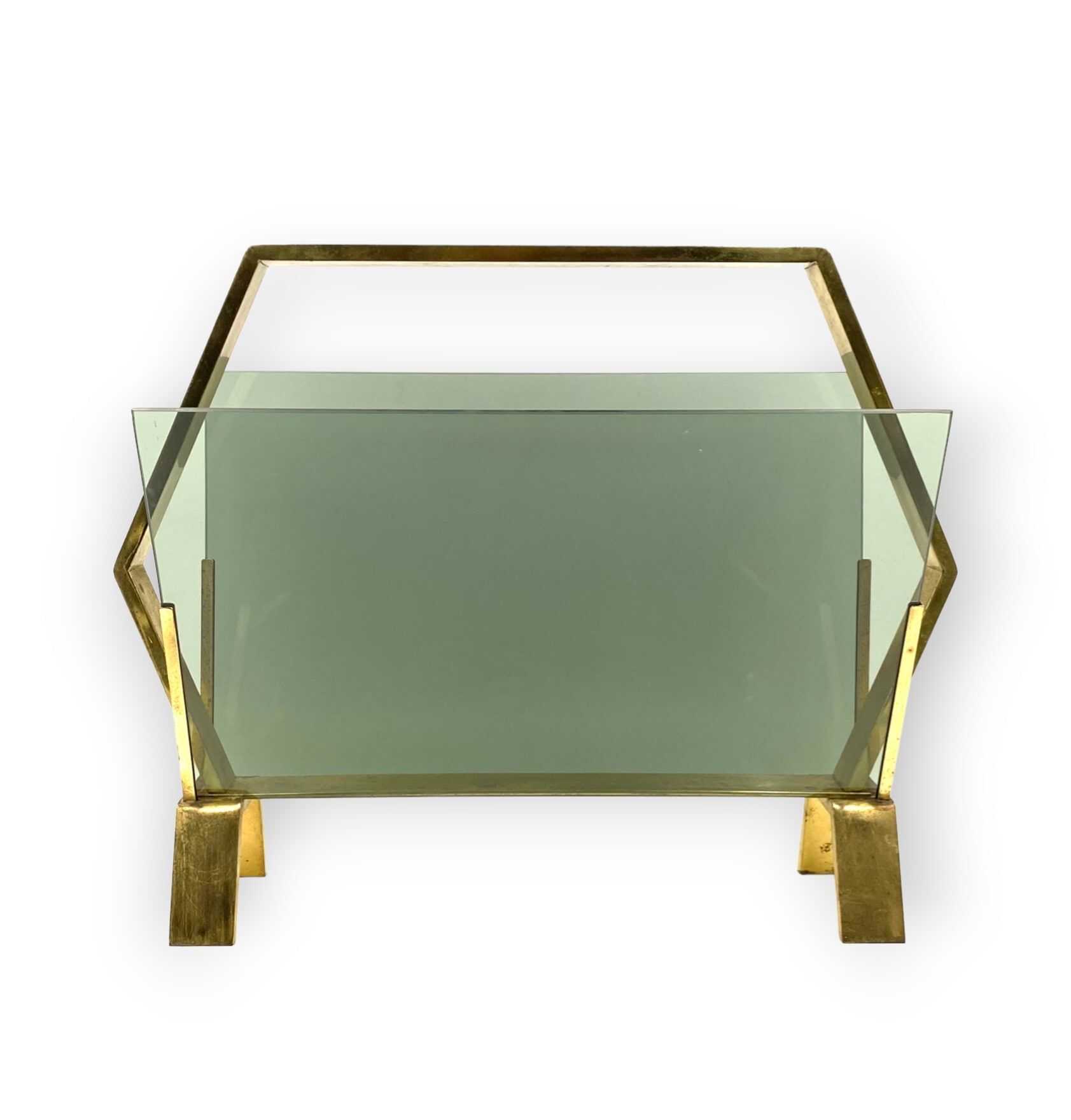 Modern brass magazine rack,  Italy 1970