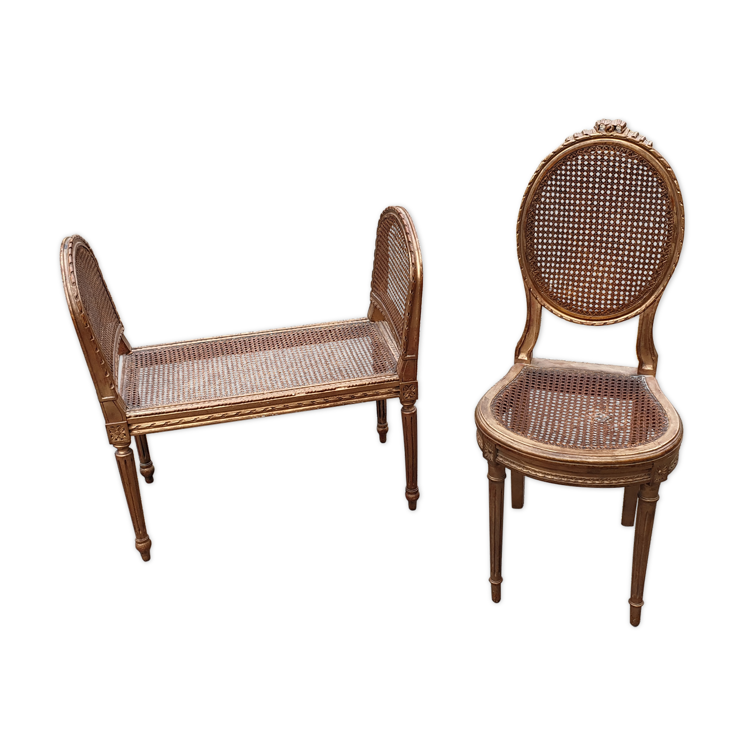 Chair and bench canned music room XIXth