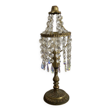Lamp with pendants and gilded brass, H 30 cm