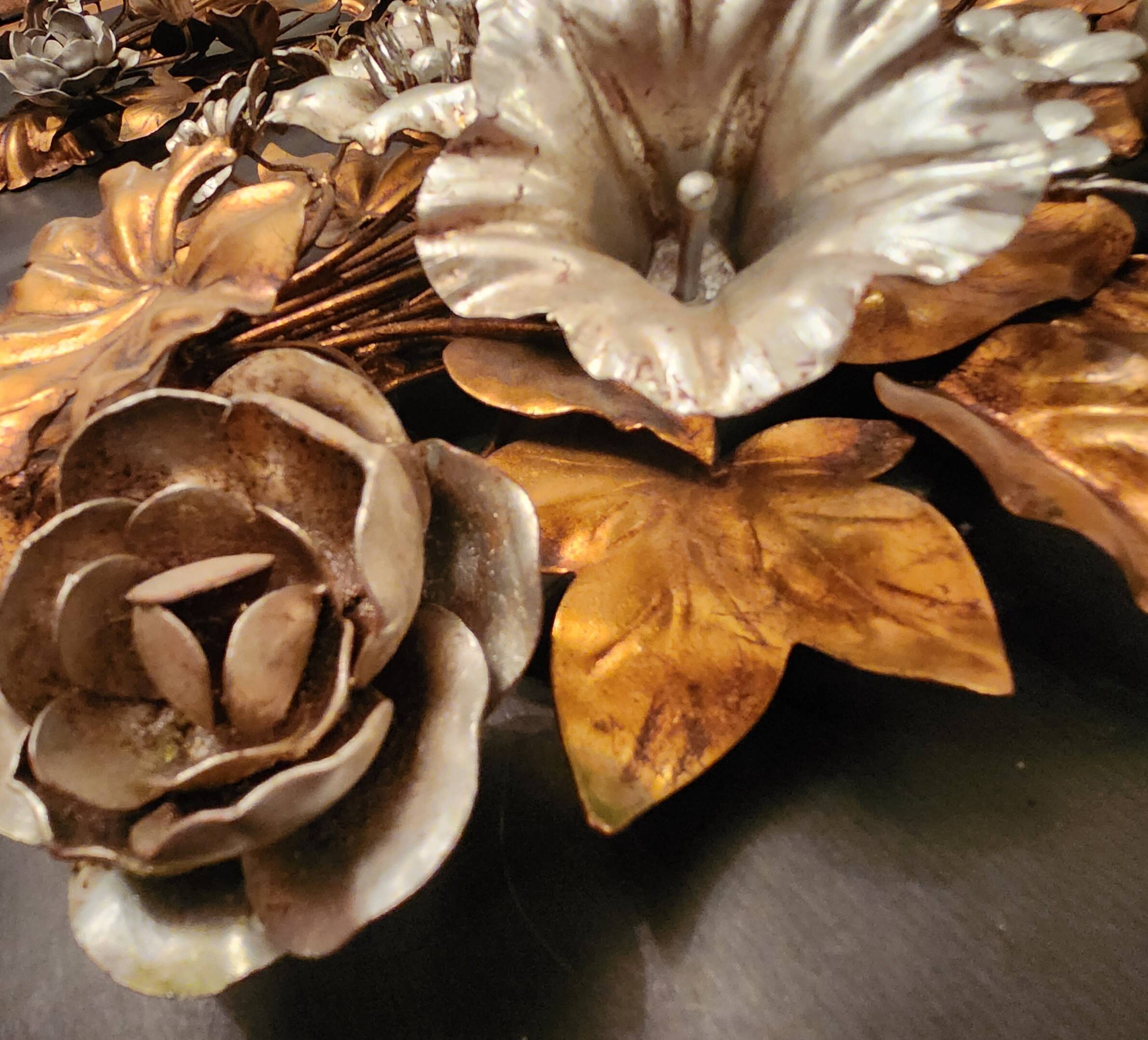 Hand-forged gilded silver-plated candle wall lamps by S. Salvadori