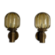Pair of yellow glass and brass wall lights from the mid-century by N Leuchten, 1960s, Germany.