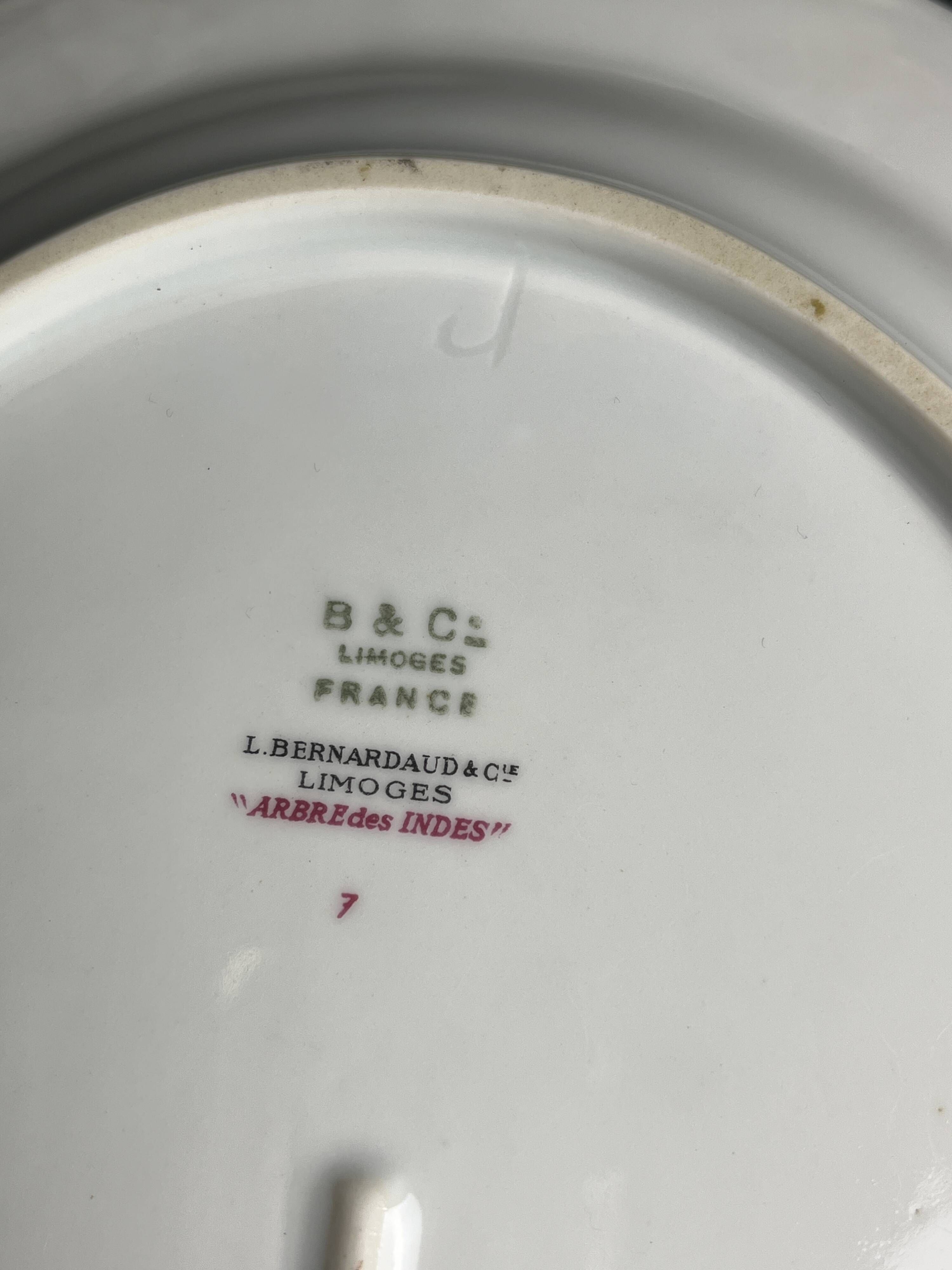 Tableware, Limoges porcelain service Bernardaud Trees of India 20th century