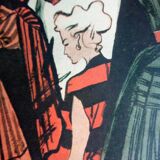 A vintage illustration, women's fashion, 1940