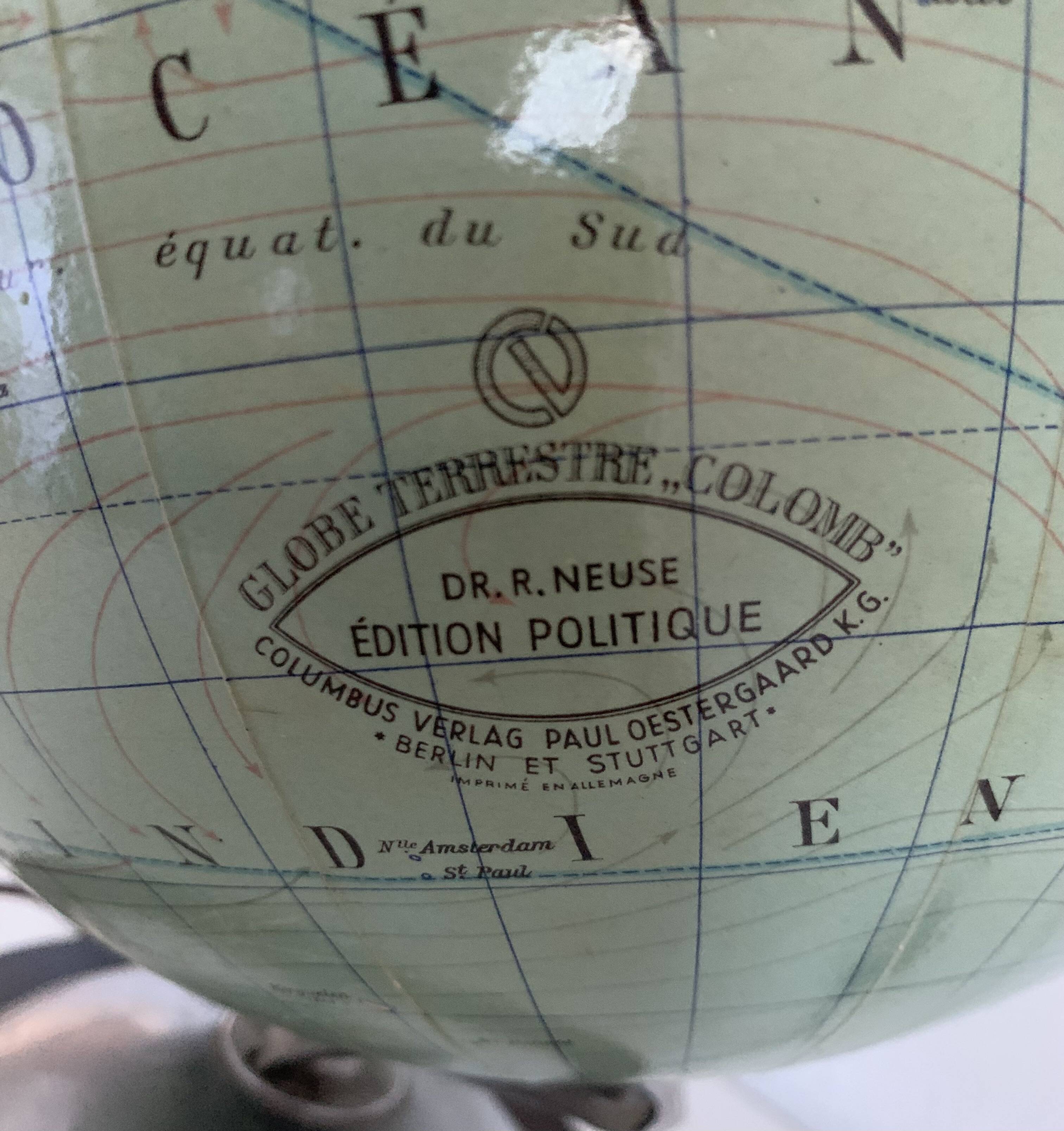 Vintage 1950s Globe Glass Columbus Political Edition World Map - 34