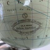 Globe terrestre, mappemonde en verre Colomb édition politique, 1950