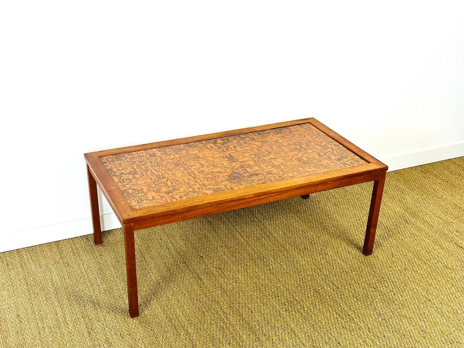 Table basse scandinave en cuivre, 1960