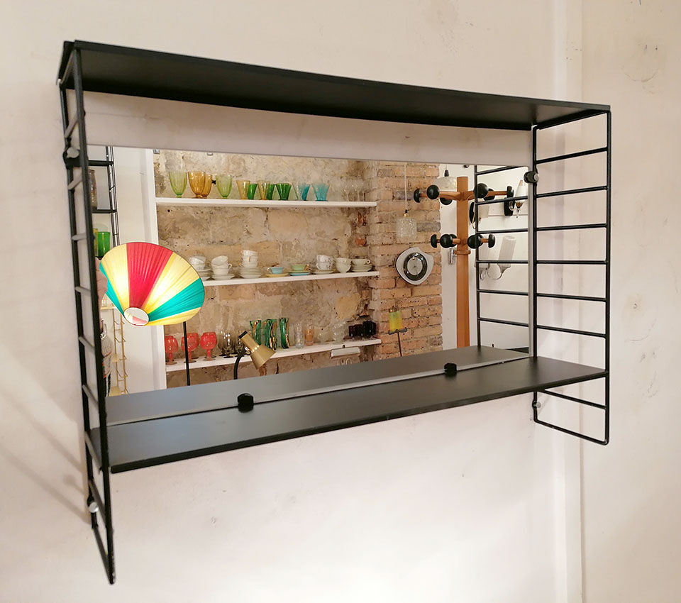 Metal string shelf, with mirror, 1960