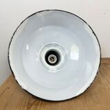 Industrial Black Enamel Factory Lamp with Cast Iron Top, 1960s