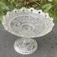 Glass bowl, vintage oak leaf pattern compote dish.
