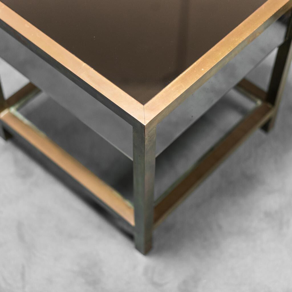 Pair of coffee tables in brass 70s vintage