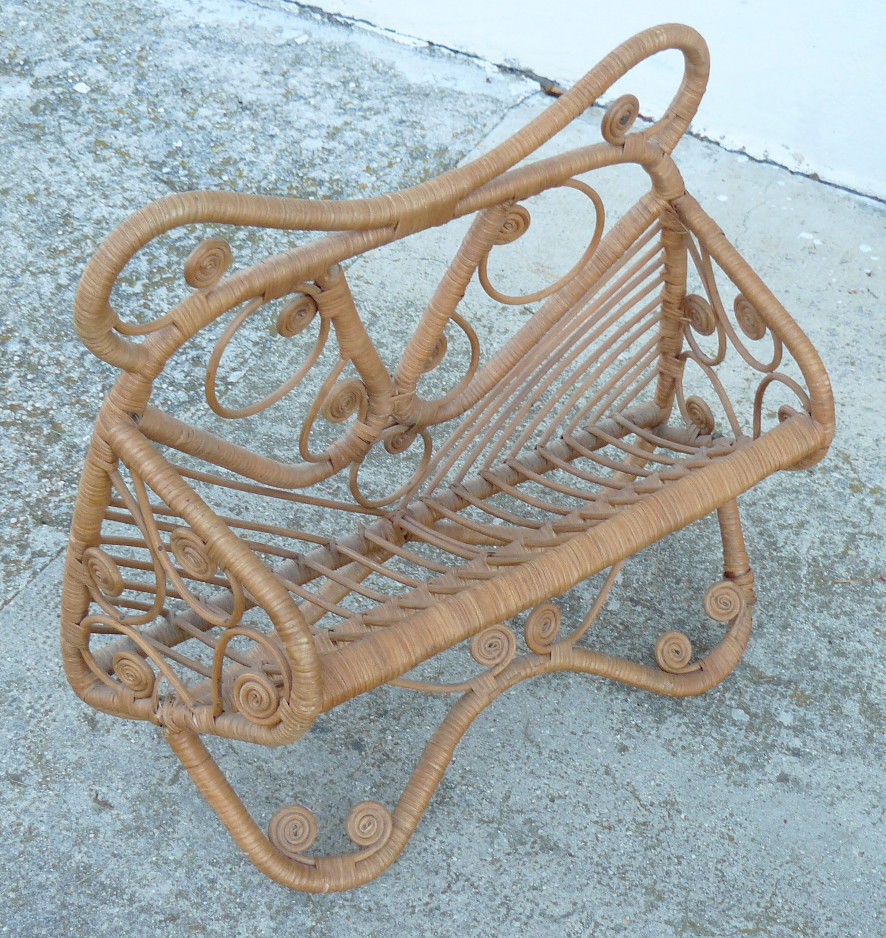 Vintage rattan shelf magazine 1950-60
