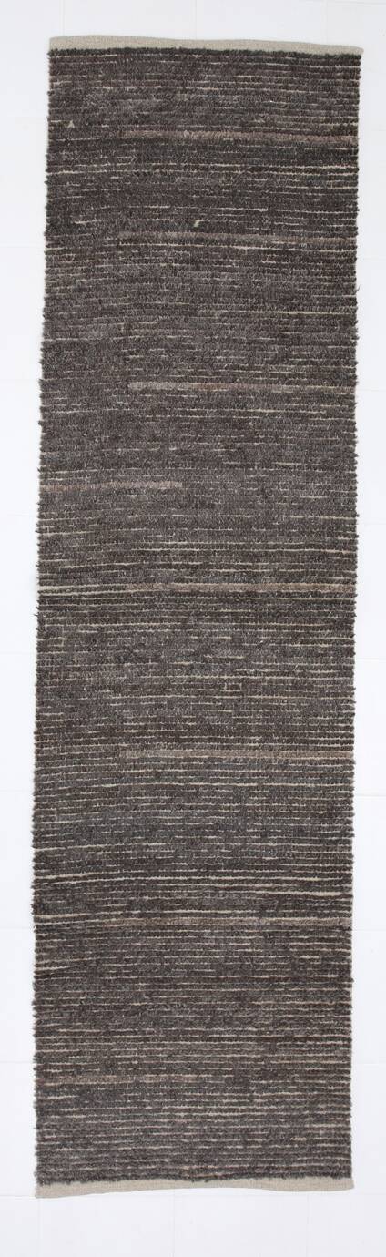 3x11 Vintage Dark Brown Super Soft Kilim Runner Rug, 94x345Cm