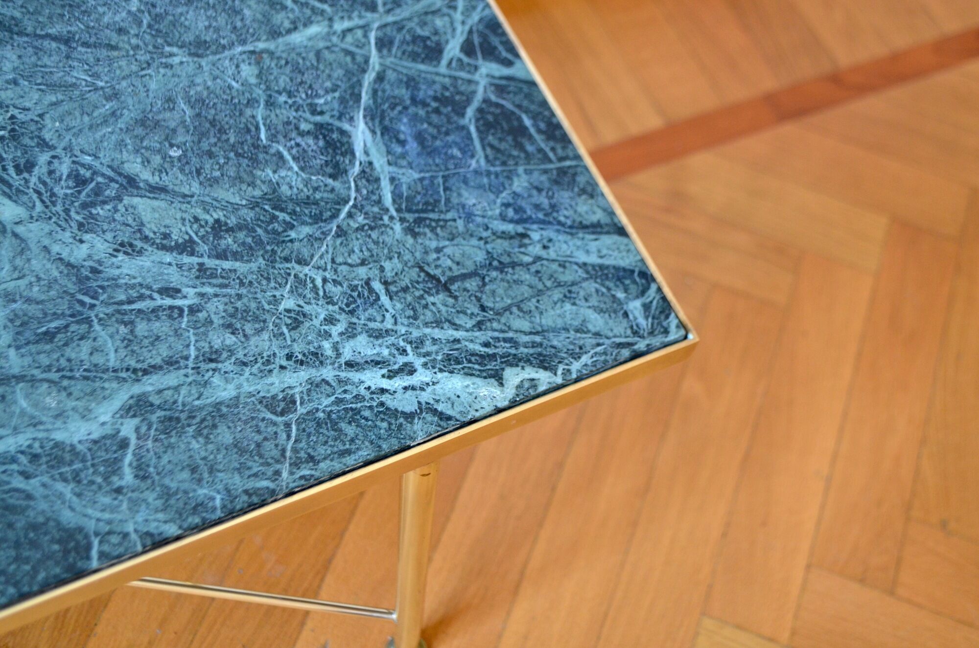 Italian green marble and brass coffee table 1950