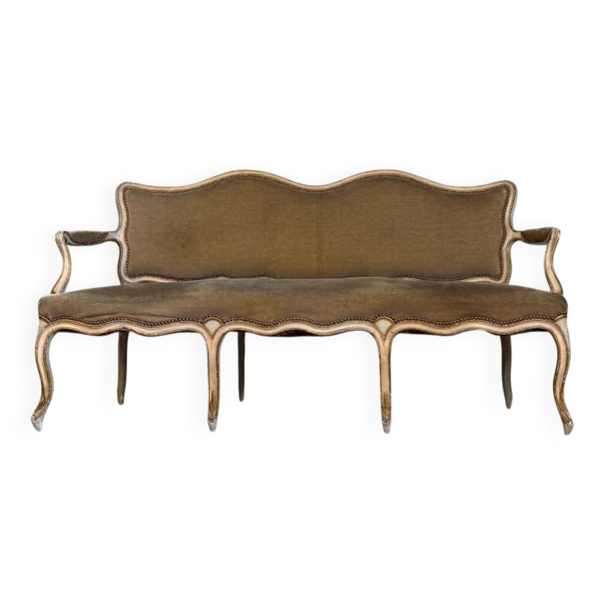 Louis XV bench in carved and painted wood, 18th century