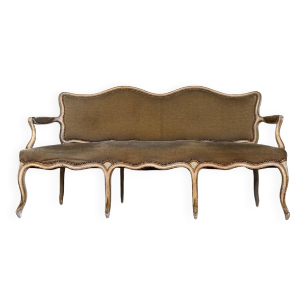 Banquette Louis XV en bois sculpté et peint, XVIIIème siècle