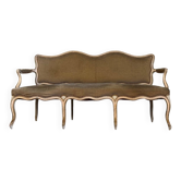 Banquette Louis XV en bois sculpté et peint, XVIIIème siècle