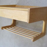 Scandinavian oak wall shelf