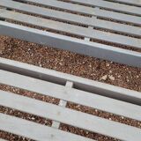 Pair of old wooden park garden benches