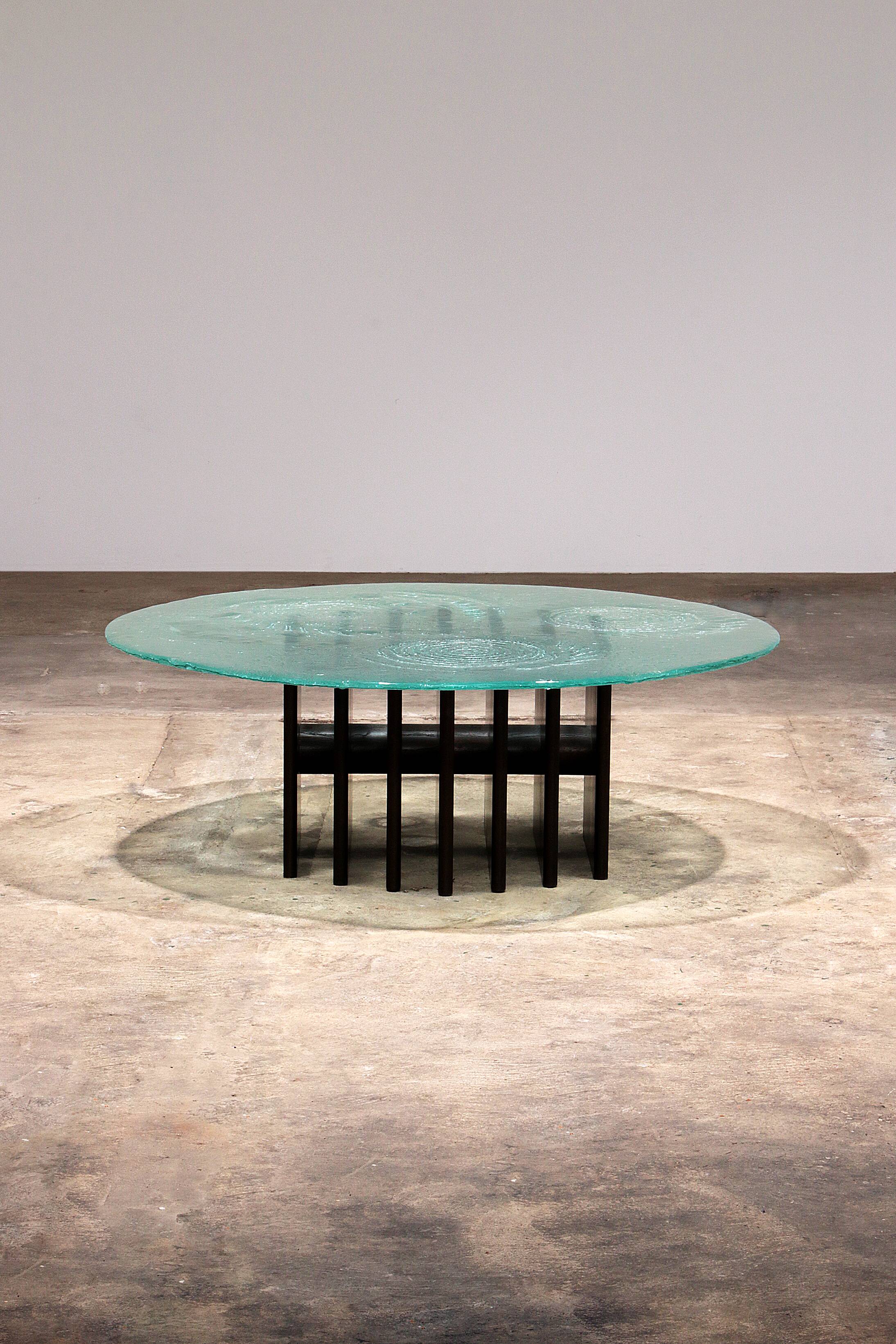 Sculptural glass coffee table by Heinz Lilienthal 1970, Germany