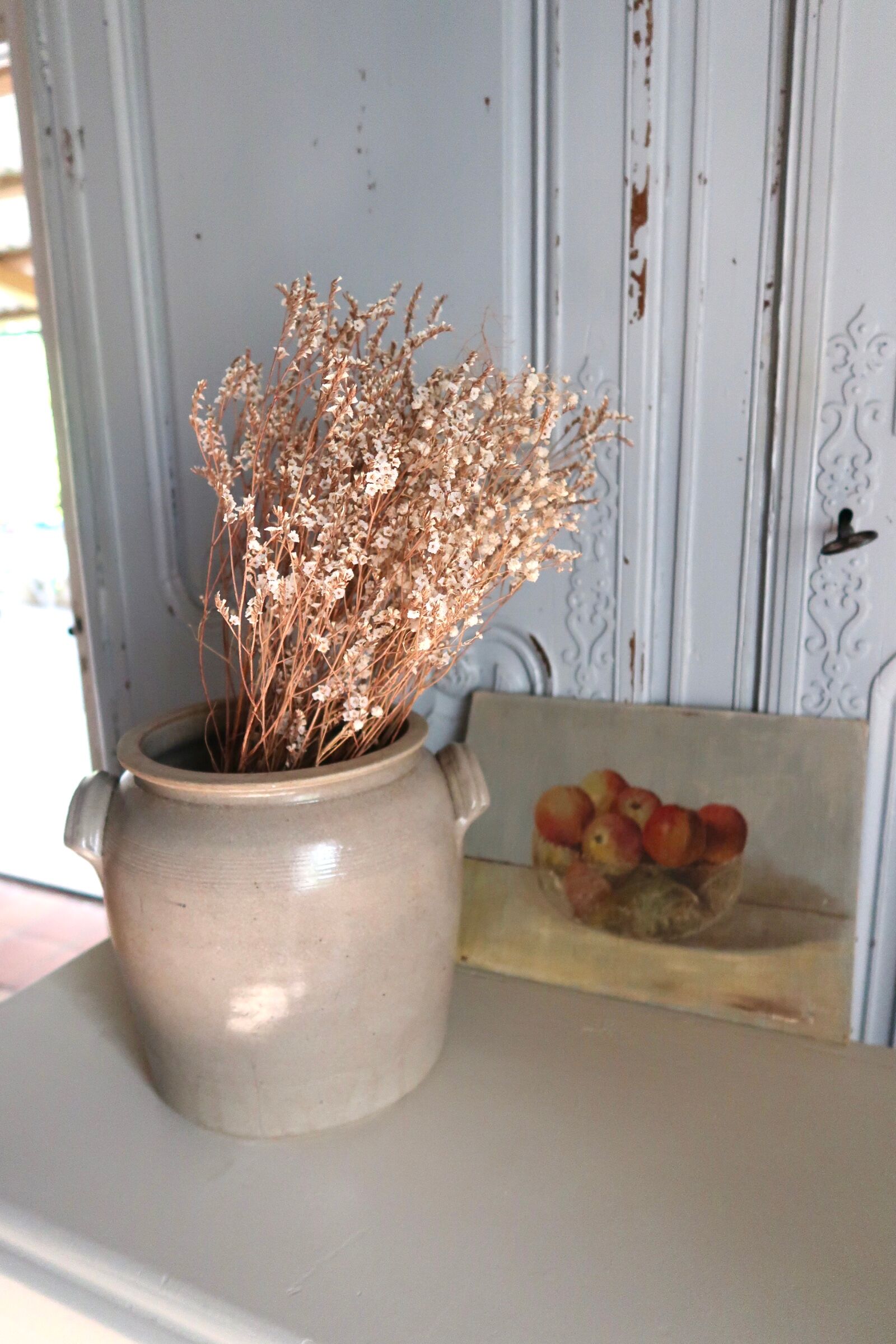 Old grey sandstone pot