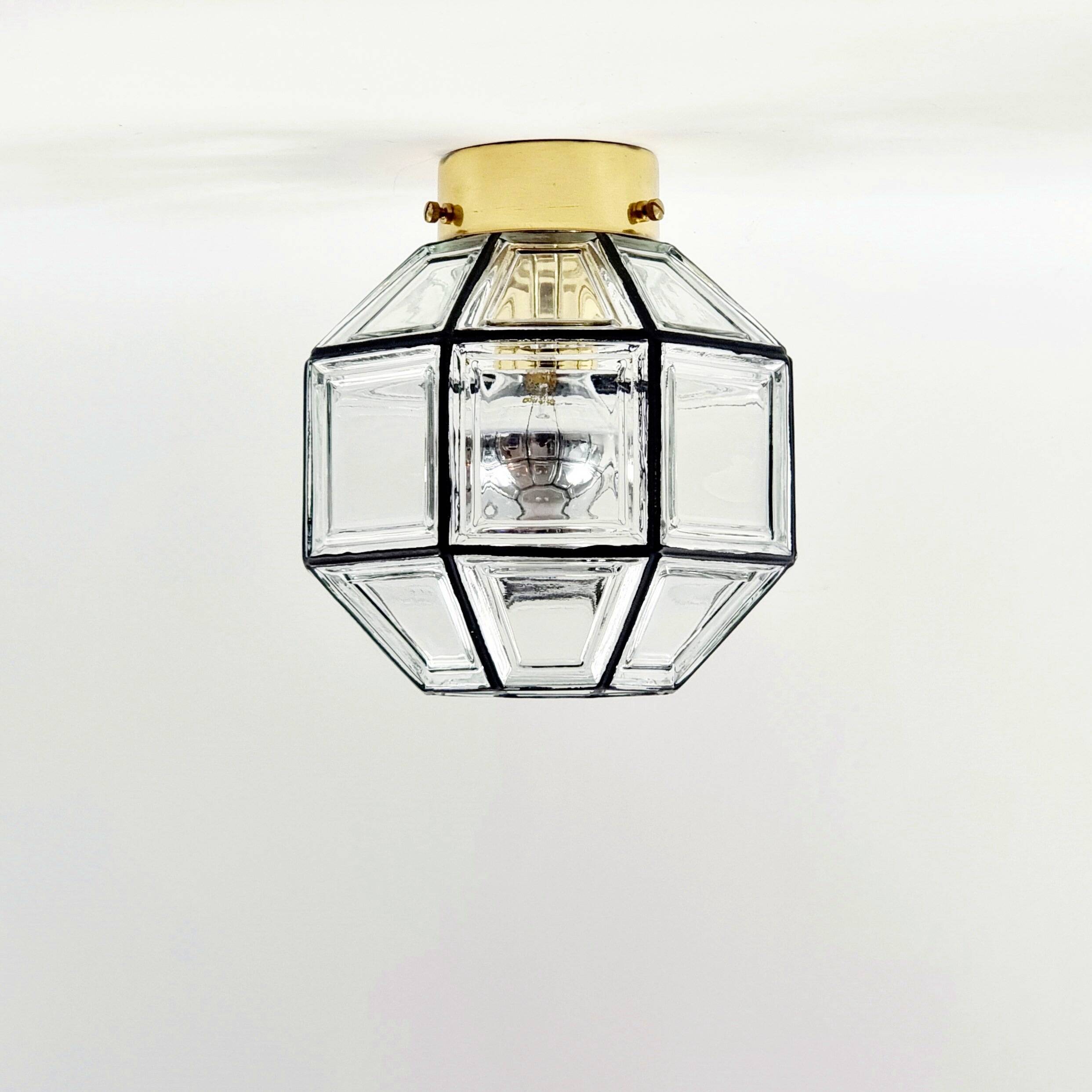 Mid-Century Glass Flush Mount/Ceiling Light from Limburg, Germany, 1960s
