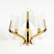 Pair Of Large Scandinavian Glass & Brass Leaf Wall Lights/Sconces By Carl Fagerlund, 1960s