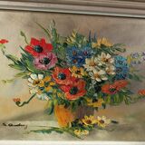 oil painting on canvas vintage floral decoration frame Montparnasse