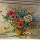 Peinture huile sur toile vintage décor floral cadre Montparnasse