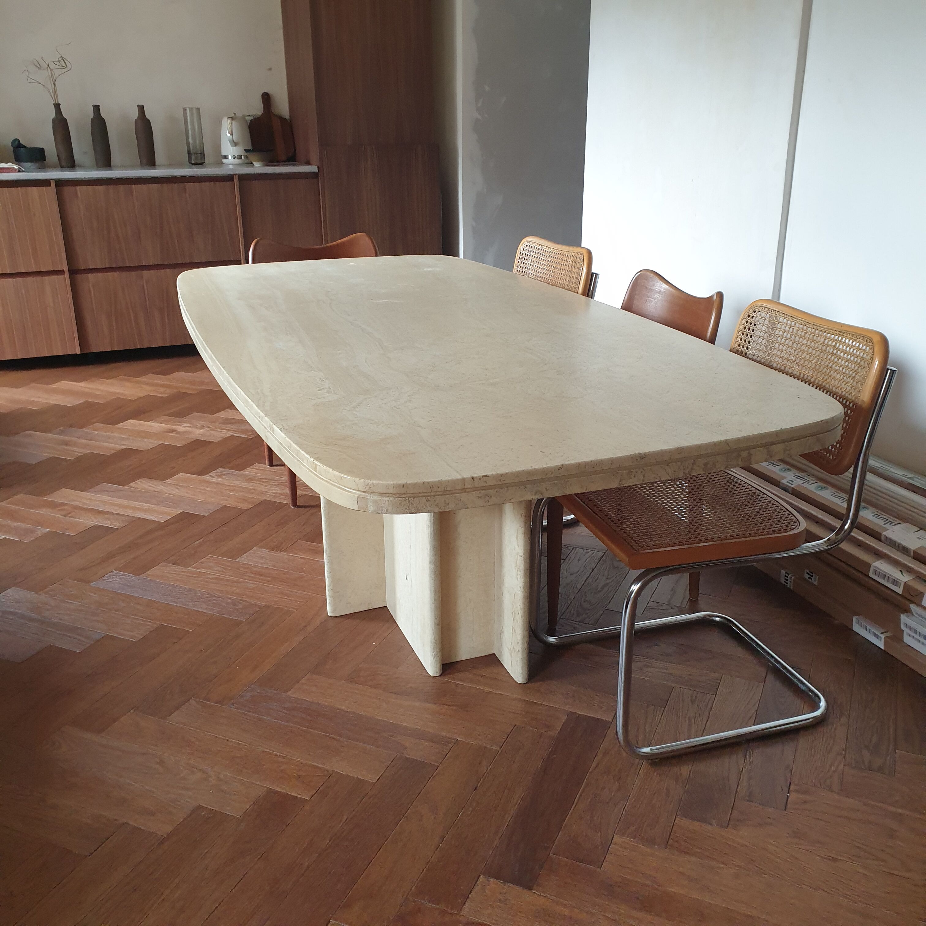 Vintage travertine dining table Roche bobois