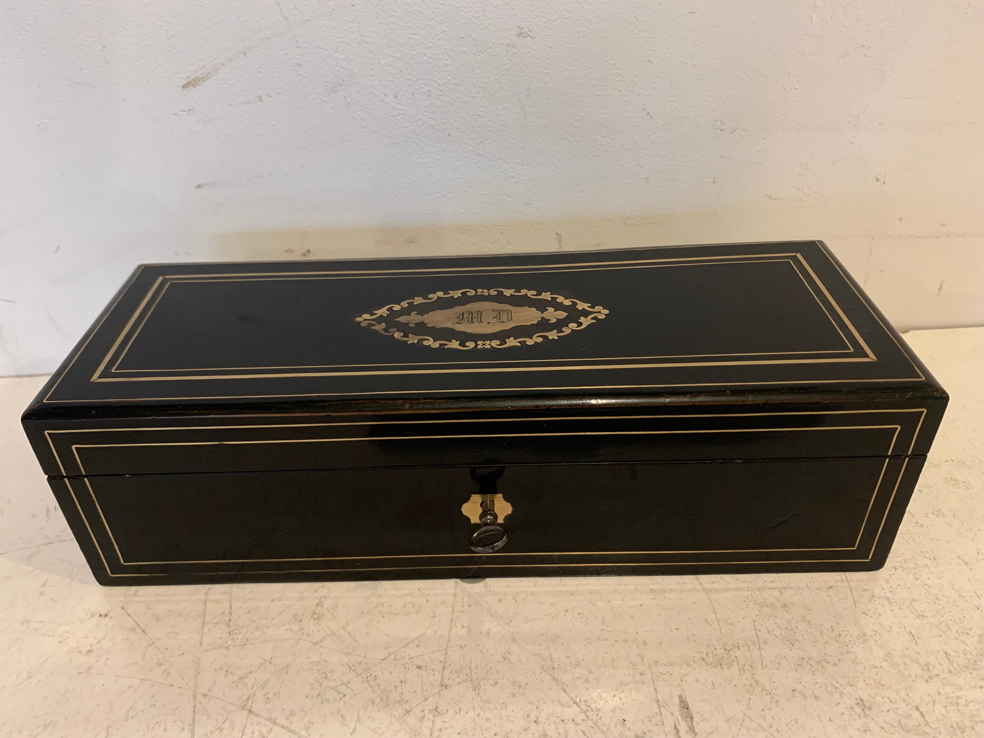 Blackened wooden glove box Napoleon III