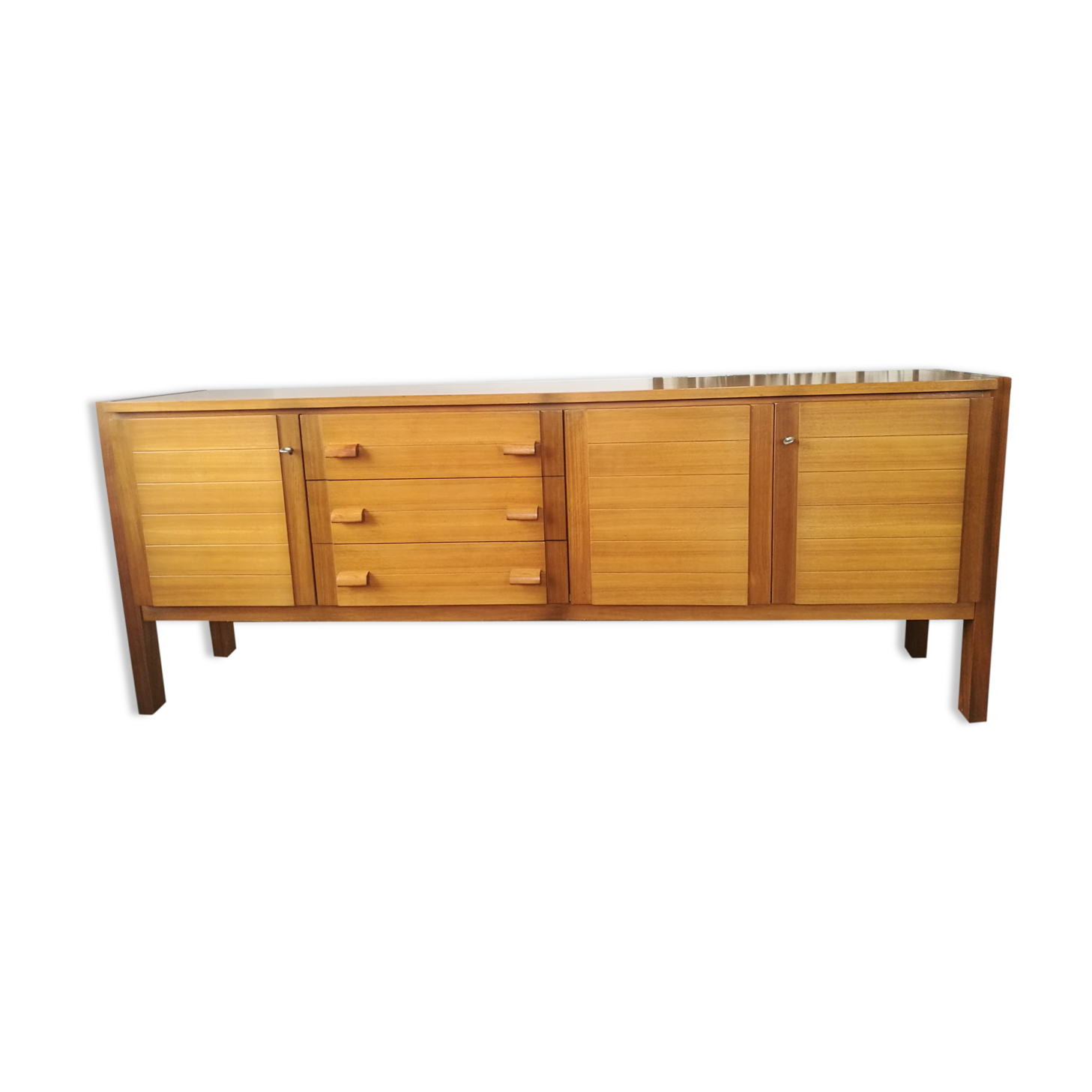 Large vintage row in blond wood