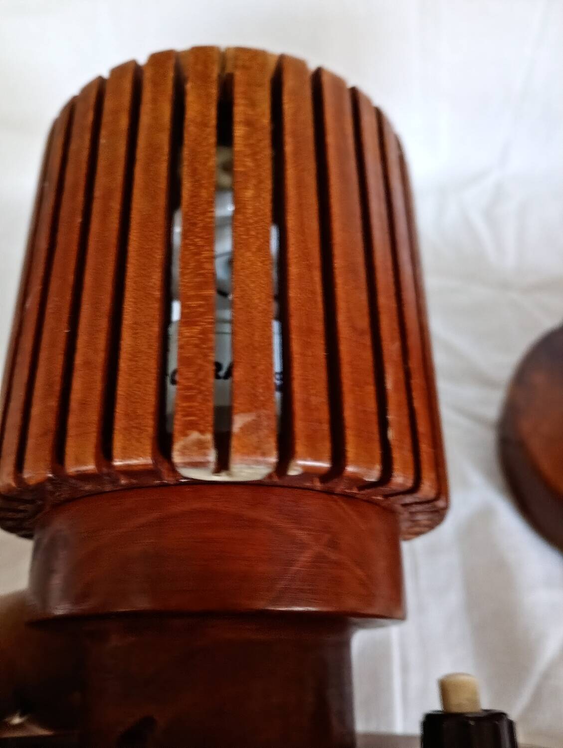 Pair of wooden bedside lamps