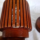 Pair of wooden bedside lamps