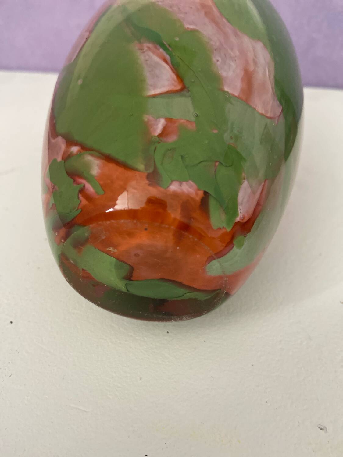 Coloured crystal vase La Rochère – France – pink and green