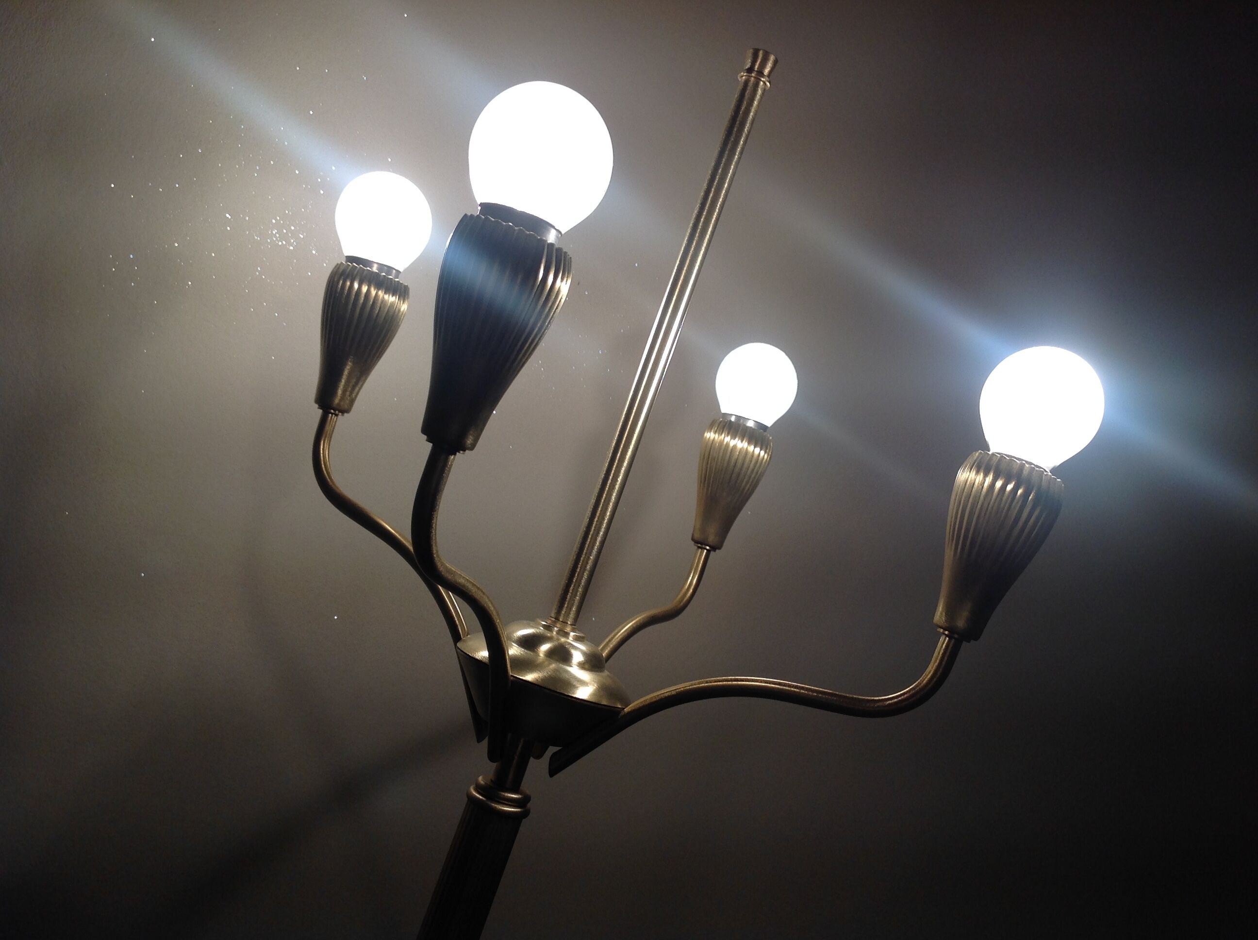 Four-fire retro brushed brass lamppost, 30-40s