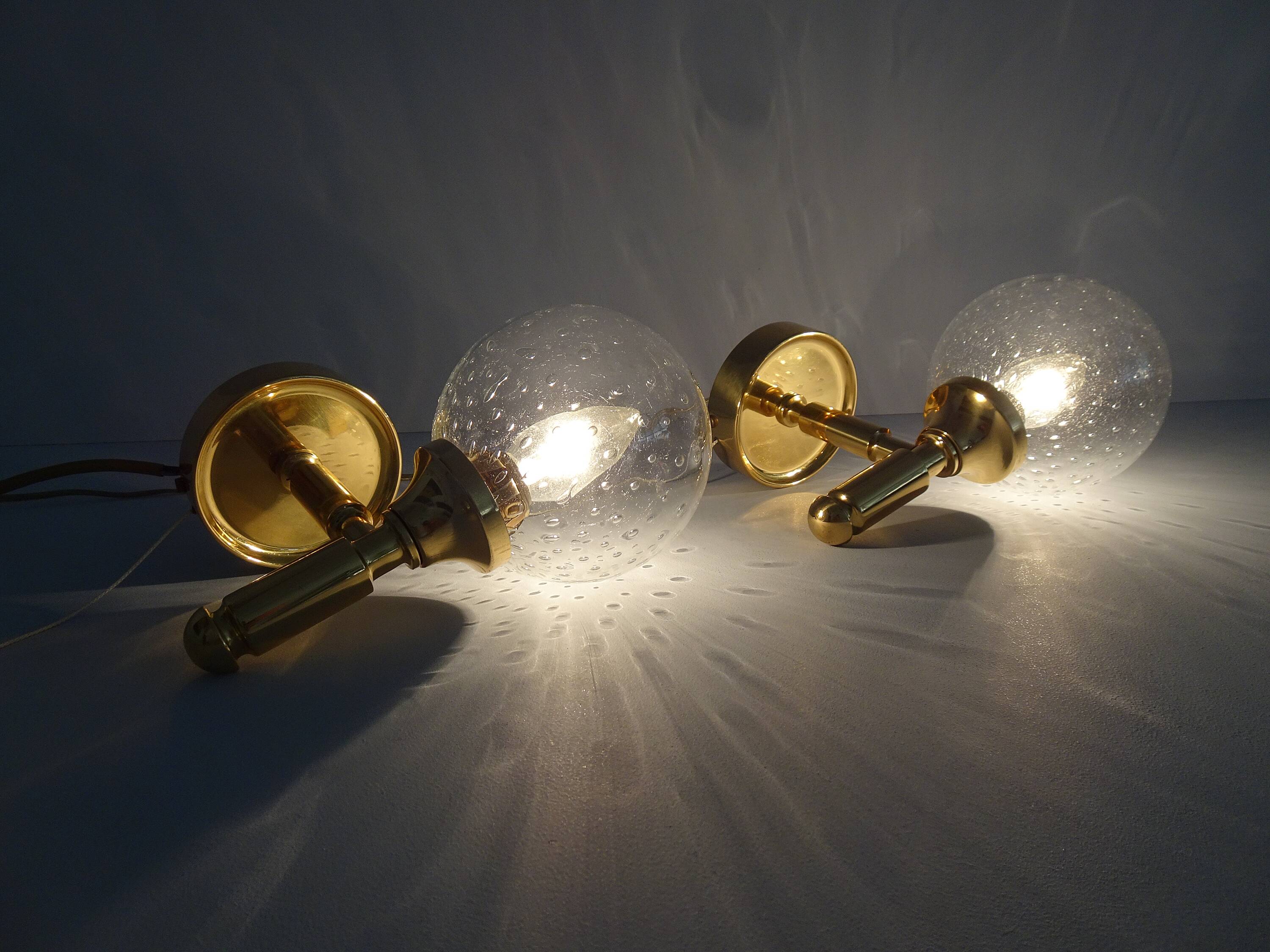 Wila wall lights set 1970s, wall lamps gold glass, indirect lighting