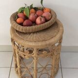 Tabouret / Table basse en rotin peacock des années 60/70