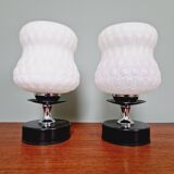 Pair of glass bedside lamps, 1970s