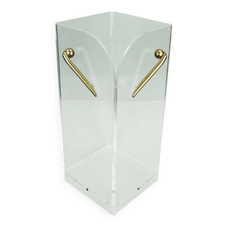 Transparent lucite acrylic umbrella stand 1980s 1990s post modern design